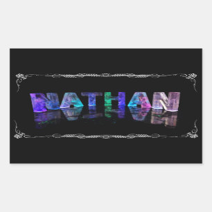 Nathan - De naam Nathan in 3D-lichten (foto Rechthoekige Sticker