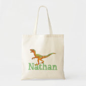 Nathan Funny Scary Velociraptor Dinosaur Art Tote Bag (Voorkant)