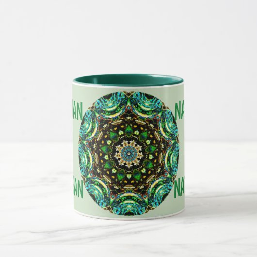 NATHAN ~ Gepersonaliseerde Paua Shell fractal ~ Mok (Midden)