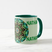 NATHAN ~ Gepersonaliseerde Paua Shell fractal ~ Mok (Voorkant rechts)