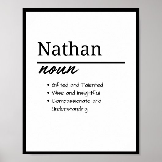 Nathan, Jongensnaam Gepersonaliseerde Naam Definit Poster (Voorkant)