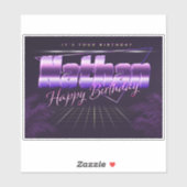 Nathan Name Vorname lila retro Sticker Geburtstag (Vel)