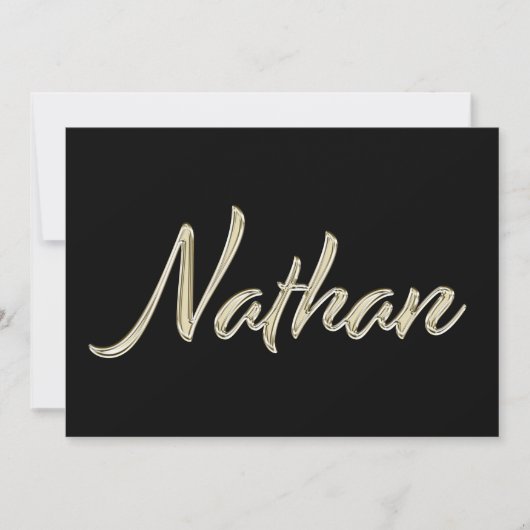 Nathan Name white gold Handwriting Karte Kaart (Voorkant)