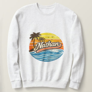 Nathan Retro Zonsondergang Naamontwerp Trui