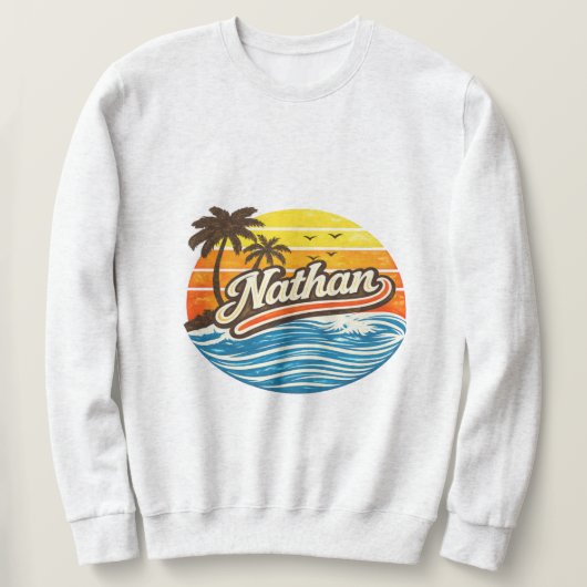 Nathan Retro Zonsondergang Naamontwerp Trui (Design voorkant)