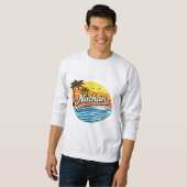 Nathan Retro Zonsondergang Naamontwerp Trui (Voorkant volledig)