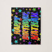 "NATHAN" Voornaam, Fun "HAPPY BIRTHDAY" Legpuzzel (Verticaal)