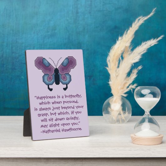 Nathaniel Hawthorne Butterfly Happiness Quote Fotoplaat (Zijkant)