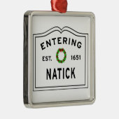 Natick, MA Holiday Wreator Metal Ornament (Rechts)