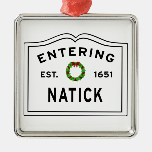 Natick, MA Holiday Wreator Metal Ornament (Voorkant)