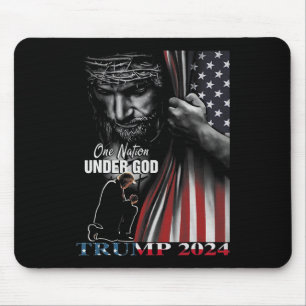Natie onder God Trump 2024 God Amerikaanse vlag 1 Muismat