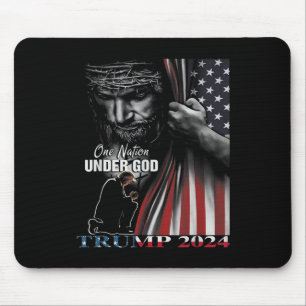 Natie onder God Trump 2024 God Amerikaanse vlag 1 Muismat