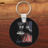 Natie onder God Trump 2024 God Amerikaanse vlag Sleutelhanger (Voorkant)