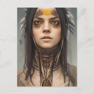 NATIEF AMERIKAANS INDIAN  JONG VROUW BRIEFKAART