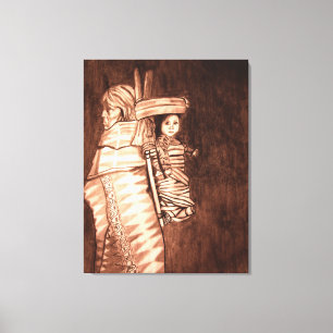 NATIEVE AMERIKAANSE MOEDER EN PAPOOSE CANVAS AFDRUK