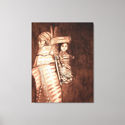 NATIEVE AMERIKAANSE MOEDER EN PAPOOSE CANVAS AFDRUK (Voorkant)