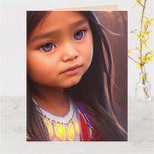 NATIEVE AMERIKAANSE  VROUWENMER ART BIRTHDAG KAART (Gele Bloem)