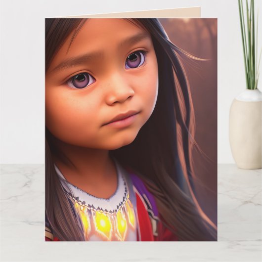 NATIEVE AMERIKAANSE  VROUWENMER ART BIRTHDAG KAART (Voorkant)