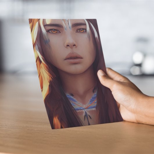 NATIEVE AMERIKAANSE VROUWENMER ART BIRTHDAG KAART