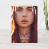 NATIEVE AMERIKAANSE VROUWENMER ART BIRTHDAG KAART (Voorkant)