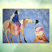 NATIEVE AMERIKANEN MET HORSE EN BLANKETS 2 RAAMSTICKER (Vel 3)