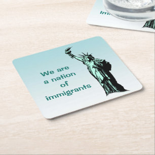 Nation of Immigrants Blue Paper-Onderzetters Kartonnen Onderzetters