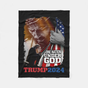 Nation Under God President Trump 2024 America Chri Fleece Deken