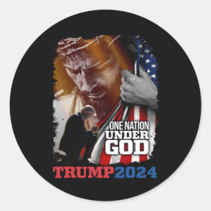 Nation Under God President Trump 2024 America Chri Ronde Sticker