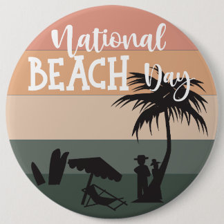 Nationaal beach Day-teken Ronde Button 6,0 Cm