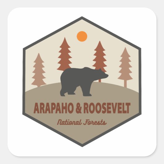 Nationaal Beer van Bossen van Arapaho en Roosevelt Vierkante Sticker (Voorkant)