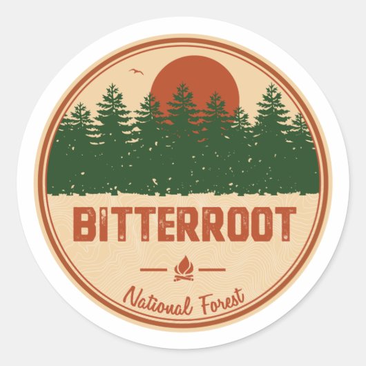 Nationaal bos met bitterwortel ronde sticker (Voorkant)