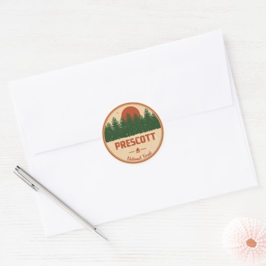 Nationaal bos Prescott Ronde Sticker (Envelop)