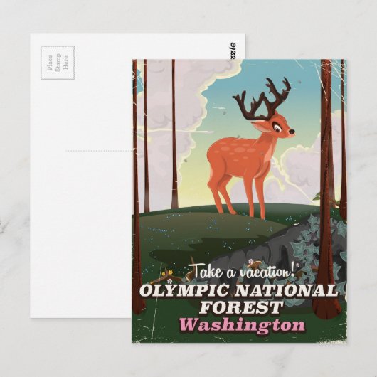 Nationaal Bos-reisposter van de Verenigde Staten Briefkaart (Voorkant / Achterkant)