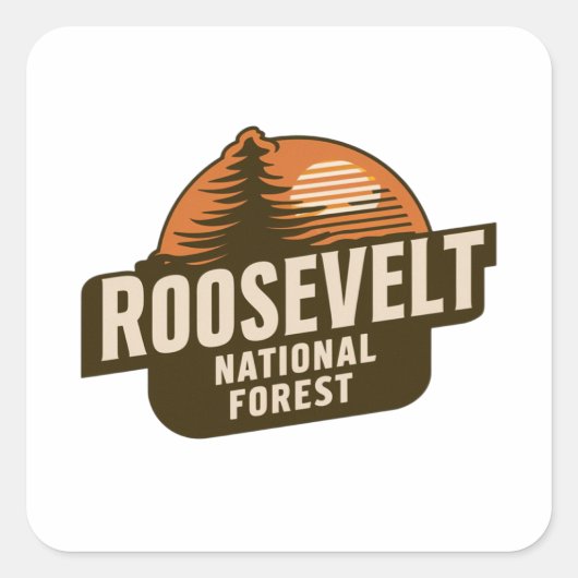 Nationaal bos Retro Roosevelt Vierkante Sticker (Voorkant)