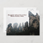 Nationaal bospark Zhangjiajie, Hunan China Briefkaart (Voorkant / Achterkant)