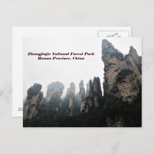 Nationaal bospark Zhangjiajie, Hunan China Briefkaart (Voorkant / Achterkant)