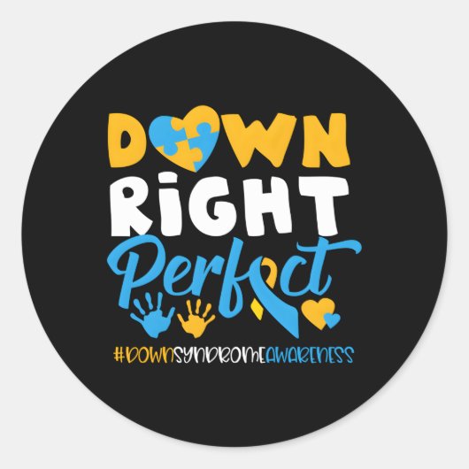 Nationaal downsyndroom bewustzijn onderaan rechts  ronde sticker (Voorkant)