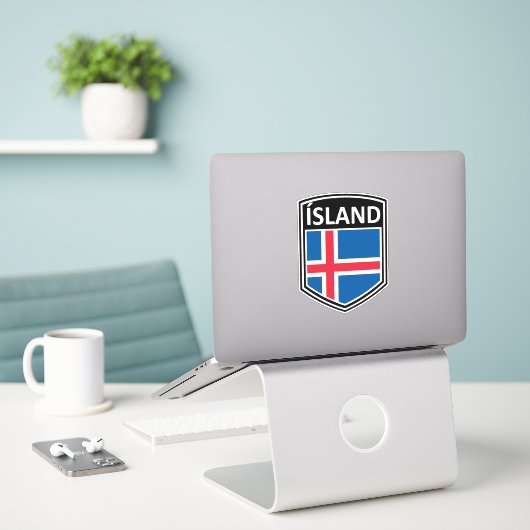 Nationaal - eiland sticker (Laptop op bureau)
