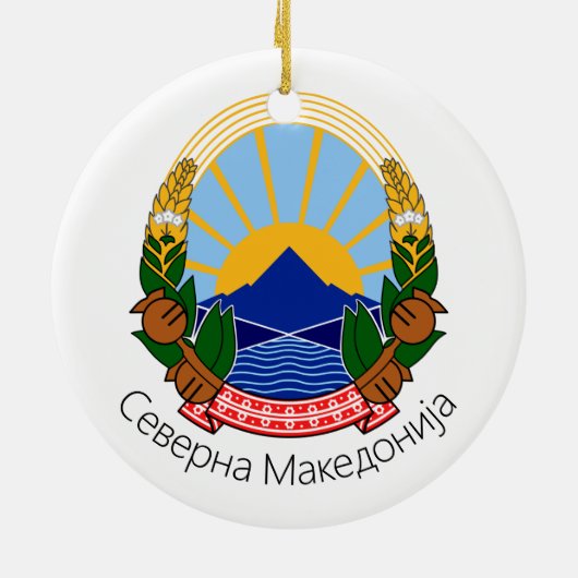 Nationaal Embleem Noord-Macedonië Keramisch Ornament (Achterkant)