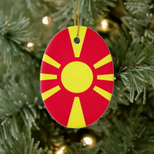 Nationaal Embleem Noord-Macedonië Keramisch Ornament