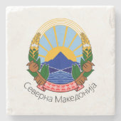 Nationaal Embleem Noord-Macedonië Stenen Onderzetter (Voorkant)