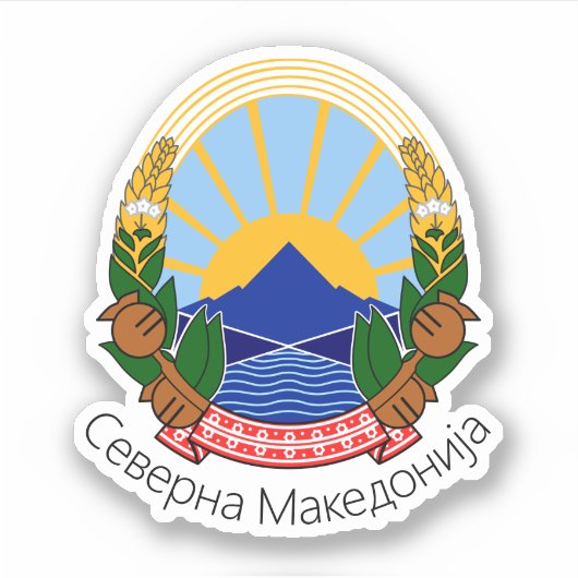 Nationaal Embleem Noord-Macedonië Sticker (Voorkant)