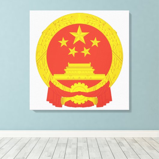 Nationaal Embleem van de Volksrepubliek China Canvas Afdruk (Insitu (Houten vloer))