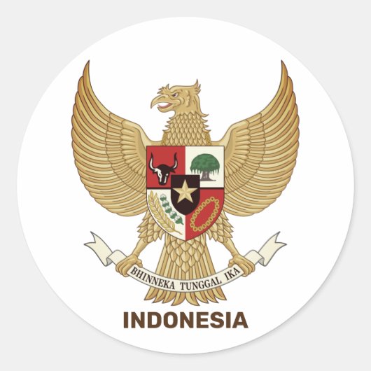 Nationaal Embleem van Indonesië Ronde Sticker (Voorkant)