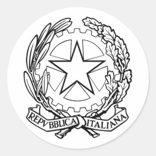 Nationaal embleem van Italië - zwarte omtrek Ronde Sticker