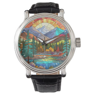Nationaal Glas in lood Rocky Mountain Horloge