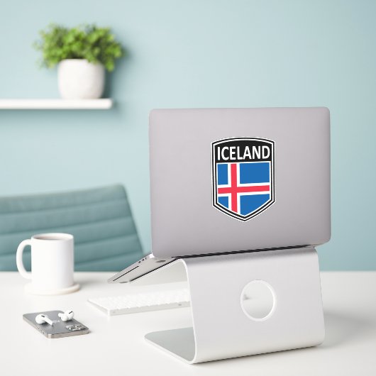 Nationaal - IJsland Sticker (Laptop op bureau)