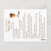 Nationaal Irlands Koffie Recept Briefkaart (Achterkant)