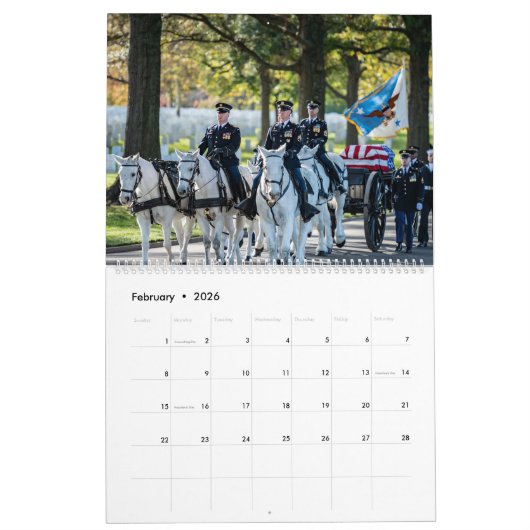 Nationaal kerkhof van Arlington Kalender (Feb 2026)