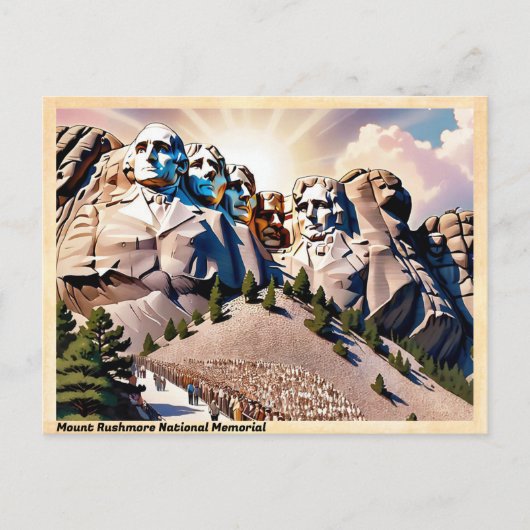 Nationaal Monument Mount Rushmore Antiek Briefkaart (Voorkant)